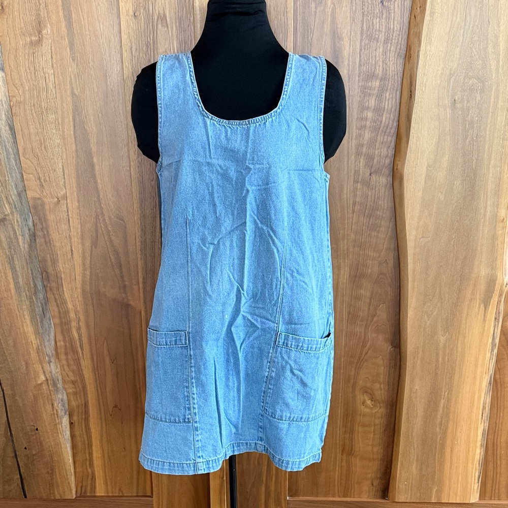 Casual Cherokee Blue Denim Jumper Dress, Size Medium